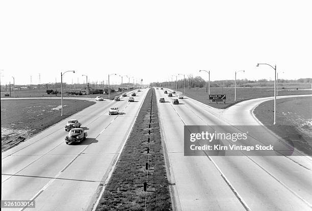 The newly opened Edens Expressway in Chicago, ca. 1955