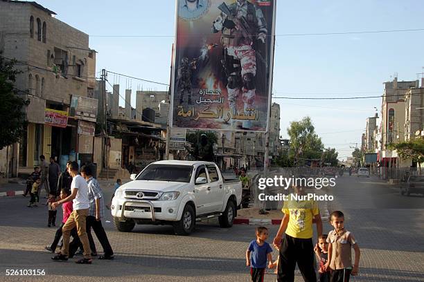 Palestinian militant from Izz al-Din al-Qassam Brigades, dependent of movement Hamas, during a marking the Nakba or the ''Day of Catastrophe'' in...