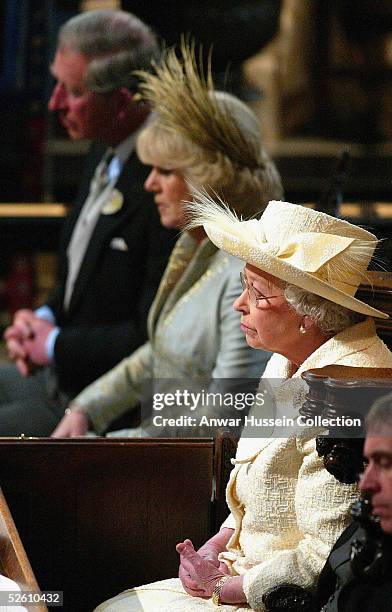 Prince Charles and The Duchess Of Cornwall, Camilla Parker Bowles sit with HM Queen Elizabeth, The Duke of Edinburgh and The Duke of York when they...