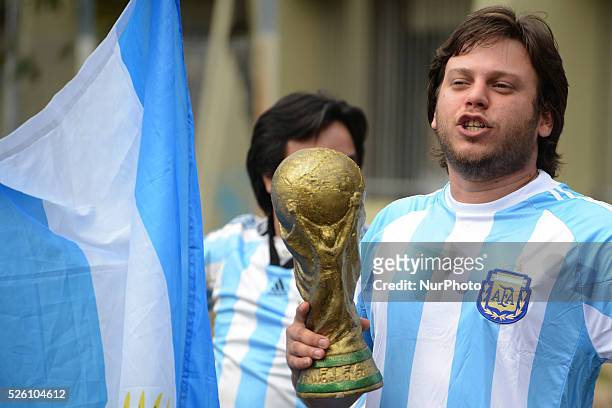 June. Argentina supporters before the match between Argentina and Nigeria, for the group F of the Fifa World Cup 2014, played at the Beira Rio...