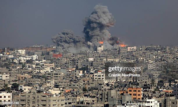 Smoke rises following what witnesses said were Israeli air strikes in the east of Gaza City July 29, 2014. Israel knocked out Gaza's only power...