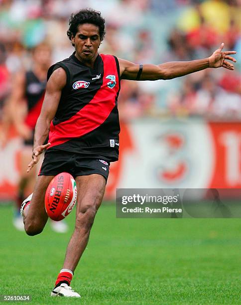 Andrew Lovett for the Bombers in action during the round three AFL match between the Essendon Bombers and the Hawthorn Hawks at the M.C.G. On April...