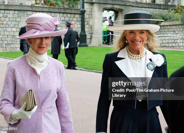 Princess Michael of Kent and Princess Alexandra arrive for the Service of Prayer and Dedication blessing the marriage of TRH the Prince of Wales and...