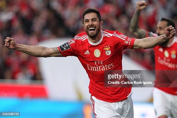 Benfica's defender Jardel Vieira celebrating scored Benfica's goal during the match between SL Benfica and Vitoria de Guimaraes for Portuguese...