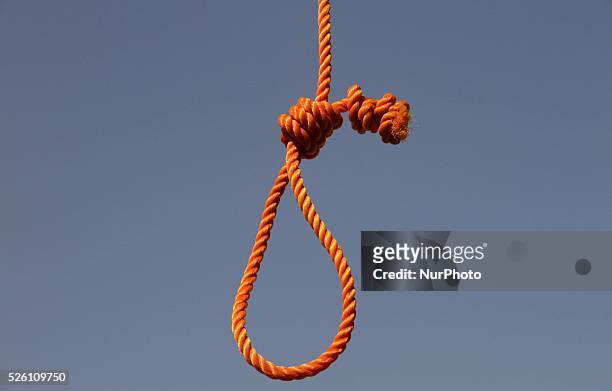 Afghan police take positions by nooses prepared to execute men at Pul-e-Charkhi prison in Kabul,Afghan police take positions by nooses prepared to...