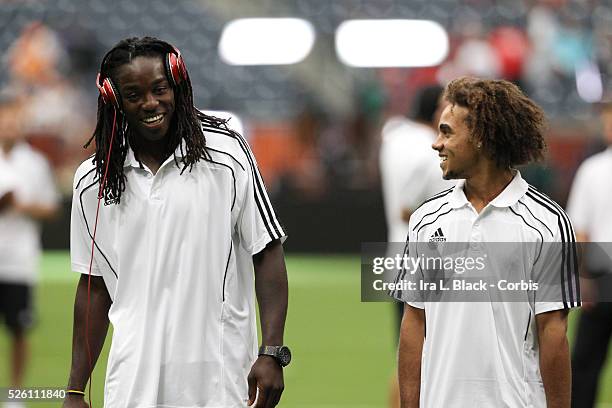 All Star Player Shairie Joseph and Kevin Alston of New England Revolution prior to the MLS All Star Game game against Manchester United. Manchester...