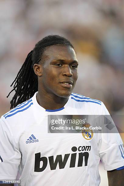 Real Madrid player Royston Ricky Drenthe prior to the "Friendly" Match between Real Madrid and LA Galaxy. Real Madris won the match with a score of...