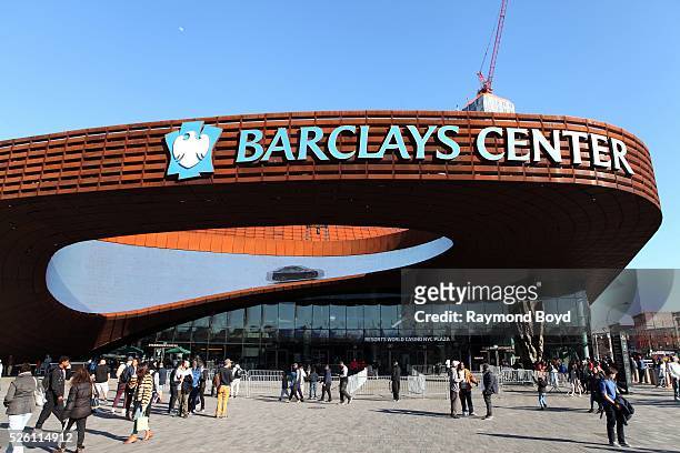 Barclays Center, home of the Brooklyn Nets basketball team in Brooklyn, New York on April 15, 2016.