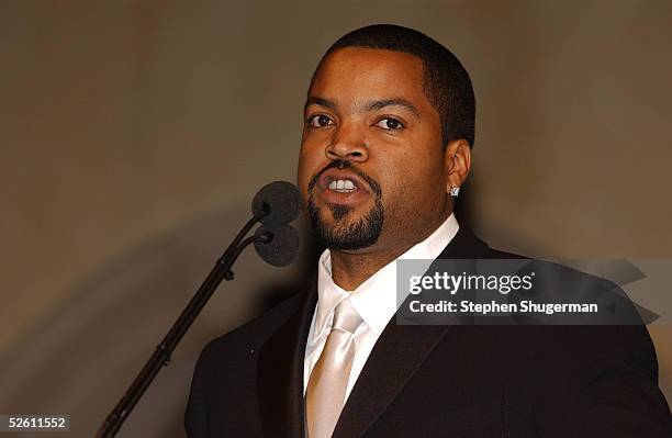 Actor Ice Cube speaks at Chrysalis' Fourth Annual Butterfly Ball at a private residence on April 9, 2005 in Bel Air, California.