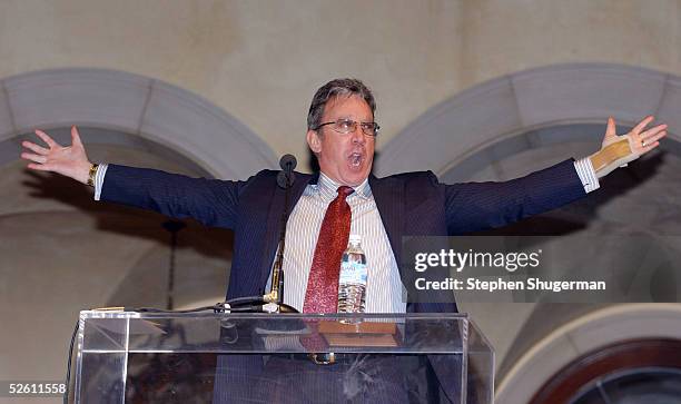 Actor Tim Allen speaks at Chrysalis' Fourth Annual Butterfly Ball at a private residence on April 9, 2005 in Bel Air, California.