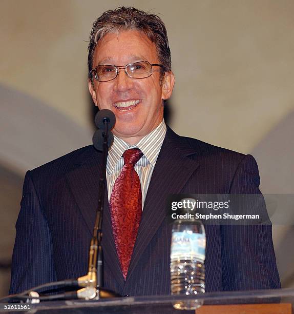 Actor Tim Allen speaks at Chrysalis' Fourth Annual Butterfly Ball at a private residence on April 9, 2005 in Bel Air, California.