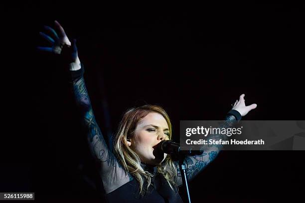 Beatrice Martin aka Coeur De Pirate performs live on stage during a concert at Postbahnhof on April 29, 2016 in Berlin, Germany.