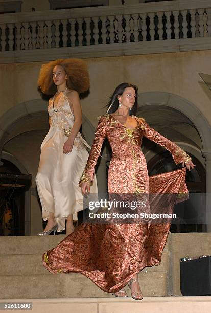 Models pose during the fashion show at Chrysalis' Fourth Annual Butterfly Ball at a private residence on April 9, 2005 in Bel Air, California.