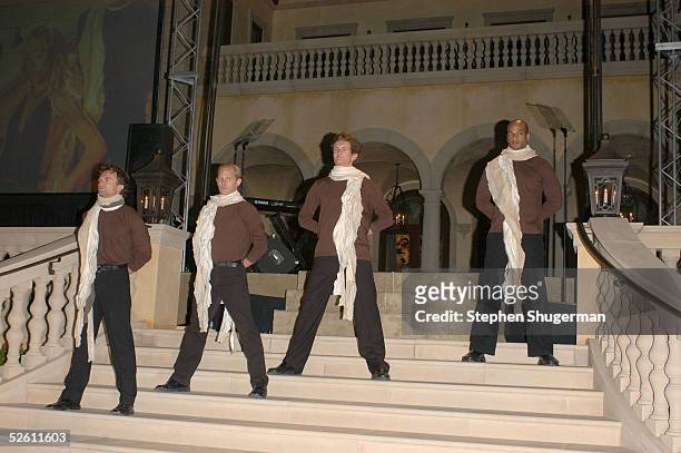 Models pose during the fashion show at Chrysalis' Fourth Annual Butterfly Ball at a private residence on April 9, 2005 in Bel Air, California.
