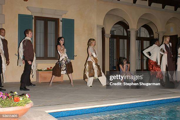 Models pose during the fashion show at Chrysalis' Fourth Annual Butterfly Ball at a private residence on April 9, 2005 in Bel Air, California.