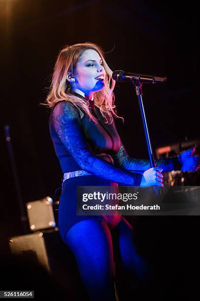 Beatrice Martin aka Coeur De Pirate performs live on stage during a concert at Postbahnhof on April 29, 2016 in Berlin, Germany.