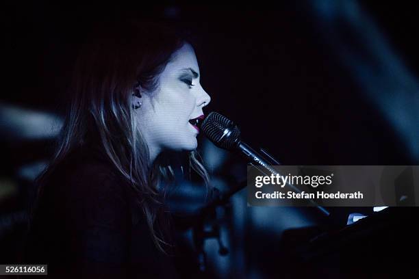 Beatrice Martin aka Coeur De Pirate performs live on stage during a concert at Postbahnhof on April 29, 2016 in Berlin, Germany.