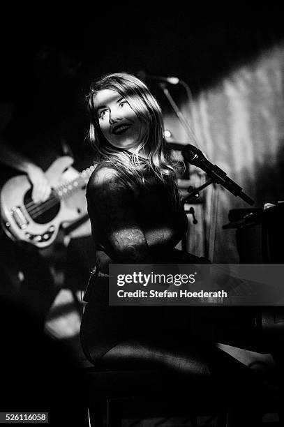 Beatrice Martin aka Coeur De Pirate performs live on stage during a concert at Postbahnhof on April 29, 2016 in Berlin, Germany.