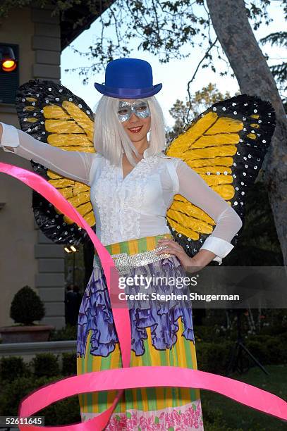 Butterfly performers entertain the guests at Chrysalis' Fourth Annual Butterfly Ball at a private residence on April 9, 2005 in Bel Air, California.