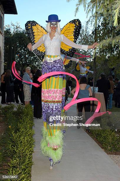 Butterfly performers entertain the guests at Chrysalis' Fourth Annual Butterfly Ball at a private residence on April 9, 2005 in Bel Air, California.