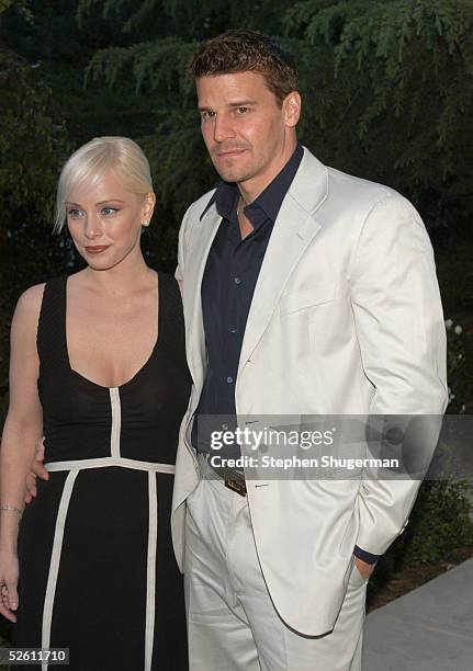 Actress Jamie Bergman and actor David Boreamaz attend Chrysalis' Fourth Annual Butterfly Ball at a private residence on April 9, 2005 in Bel Air,...