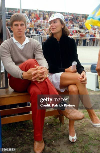 Cyclist Phil Anderson and wife attend the Clarence St Cyclery Cup in 1983, in Sydney, Australia.