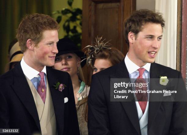 Prince William and Prince Harry attend the civil ceremony marriage of HRH the Prince of Wales, Prince Charles, and the Duchess of Cornwall, Camilla...