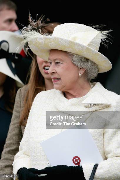 Queen Elizabeth II attends the Service of Prayer and Dedication blessing the marriage of TRH the Prince of Wales, Prince Charles, and The Duchess Of...