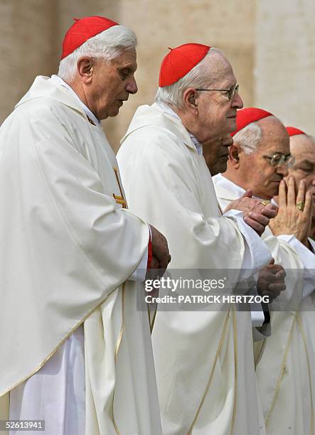 Recent picture dated 03 April 2005 during a mass in St Peter's square at the Vatican including German Cardinal Joseph Ratzinger, US Cardinal Edmund...