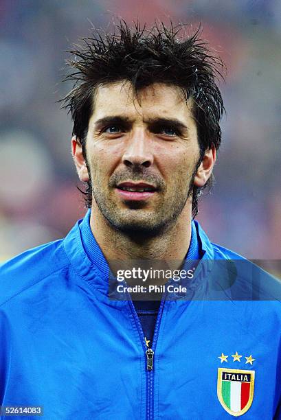 Portrait of Gianluigi Buffon of Italy prior to the the World Cup Qualifier Group Five match between Italy and Scotland at the San Siro on March 26,...