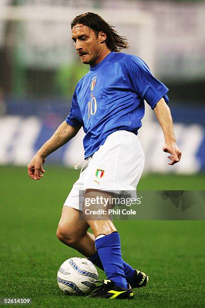 Francesco Totti of Italy in action during the the World Cup Qualifier Group Five match between Italy and Scotland at the San Siro on March 26, 2005...