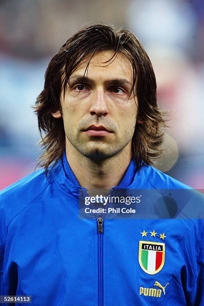 Portrait of Andrea Pirlo of Italy prior to the the World Cup Qualifier Group Five match between Italy and Scotland at the San Siro on March 26, 2005...