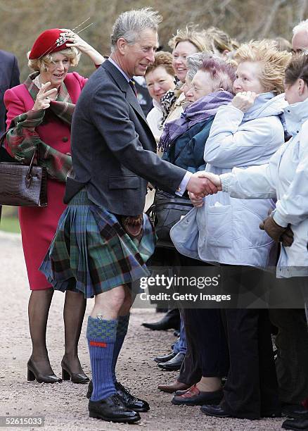 Prince Charles and The Duchess Of Cornwall, Camilla Parker Bowles attend Sunday church service on the first day of their honeymoon, at Crathie...