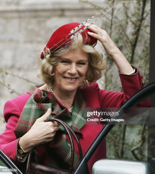 The Duchess Of Cornwall, Camilla Parker Bowles attends Sunday church service on the first day of their honeymoon, at Crathie Church, Balmoral on...