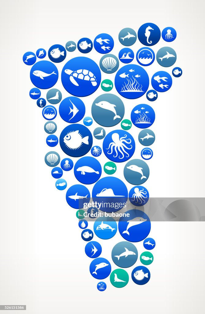 Vermont Sea and Marine Life Button Pattern