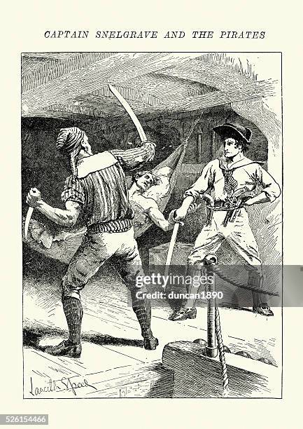 captain william snelgrave and the pirates - pirate criminal stock illustrations