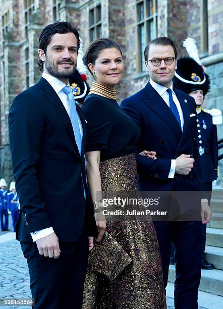 Prince Carl Philip of Sweden, Crown Princess Victoria of Sweden and Prince Daniel of Sweden, arrive for a Concert at the Nordic Museum, on the eve of...
