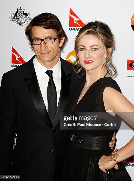 Jonathan LaPaglia and Ursula Brooks arrive on the red carpet at the 10th Anniversary G'Day USA Black Tie Gala.