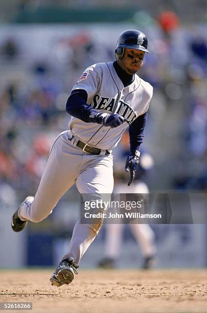 Ken Griffey Jr. Of the Seattle Mariners runs during a 1997 season game. Ken Griffey Jr. Played for the Seattle Mariners from 1989-1999.