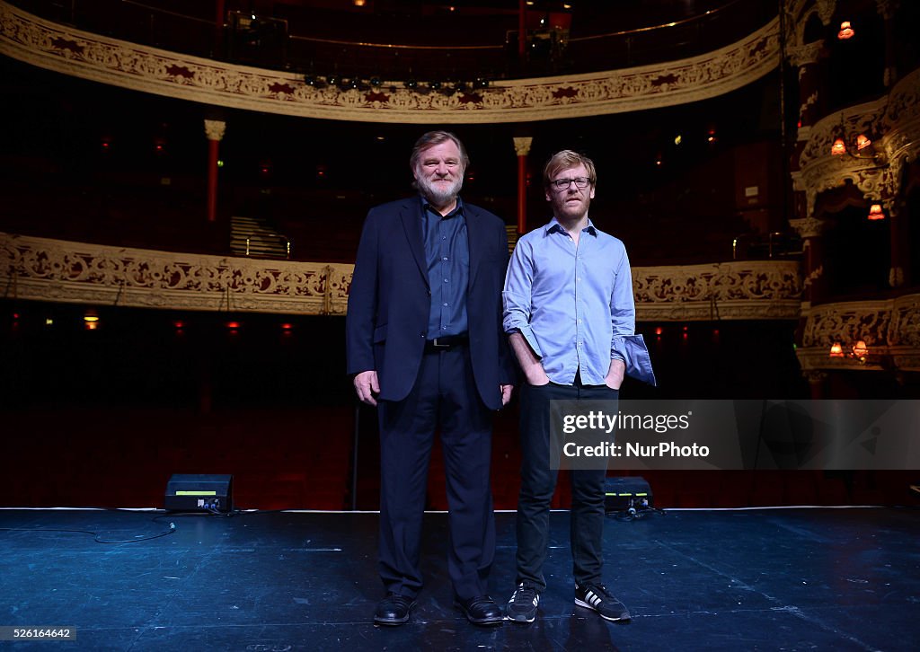 Gleeson Actor Irish actor Brendan Gleeson pictured with his son Domhnall Gleeson ...