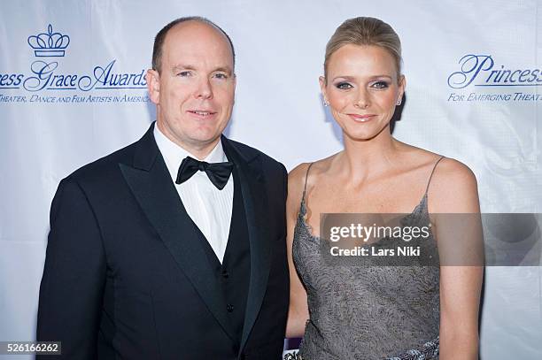 Prince Albert II and Charlene Wittstock attend "The Princess Grace Awards Gala" at Cipriani 42nd Street in New York City.