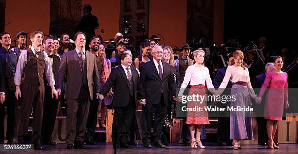 Andrew Samonsky, Shuler Hensley, Danny Rutigliano, Barney Frank, Emily Skinner, Erin Dilly, Kate Baldwin & Jenn Gambatese during the Curtain Call as...