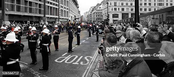 Ceremonial funeral with military honour guard of the late Baroness Margaret Hilda Thatcher , the longest serving British Prime Minister of the 20th...