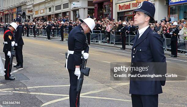 Ceremonial funeral with military honour guard of the late Baroness Margaret Hilda Thatcher , the longest serving British Prime Minister of the 20th...