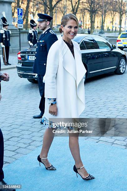 Princess Madeleine of Sweden arrives for a Concert at the Nordic Museum, on the eve of King Carl Gustaf of Sweden's 70th Birthday, given by The Royal...
