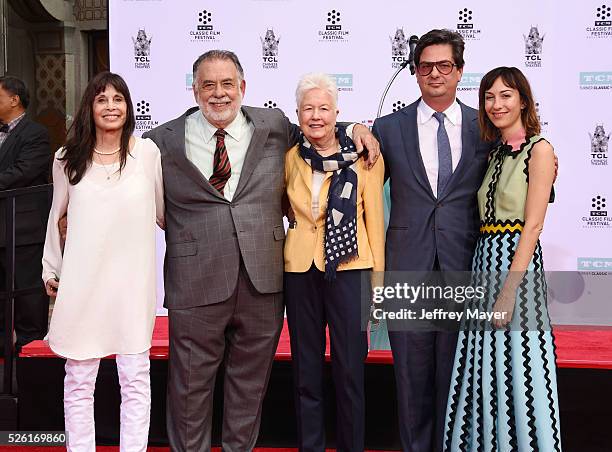 Actress Talia Shire, honoree/director Francis Ford Coppola, directors Eleanor Coppola, Roman Coppola and Gia Coppola attend his Hand and Footprint...