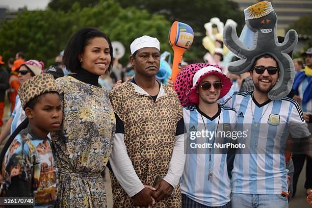 June. Nigeria and Argentina supporters after the match between Argentina and Nigeria, for the group F of the Fifa World Cup 2014, played at the Beira...