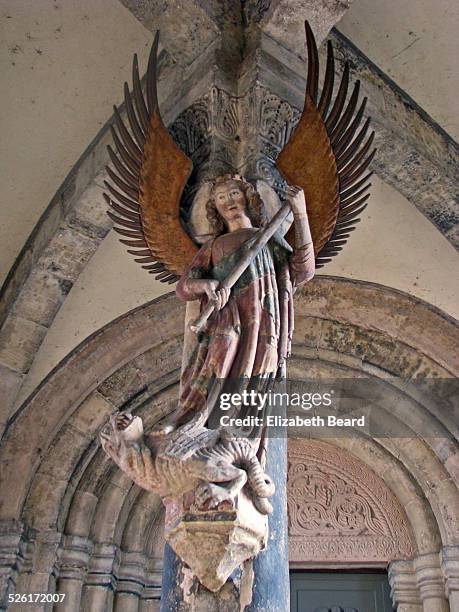 archangel michael, stadtkirche st michael - schwabisch hall stock pictures, royalty-free photos & images