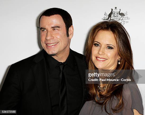 John Travolta and Kelly Preston arrive on the red carpet at the 10th Anniversary G'Day USA Black Tie Gala.