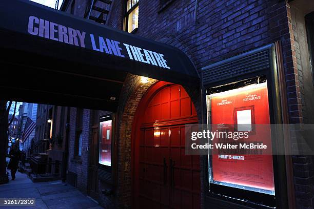 Theatre Marquee for Jesse Eisenberg, Vanessa Redgrave & Daniel Oreskes during the Opening Night Performance Curtain Call for the Rattlestick...